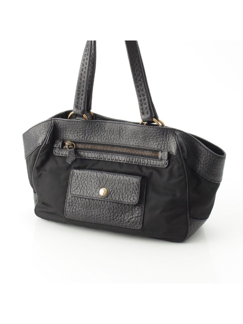 Prada Leather Nylon Trim Handbag Black - Picture 3 of 10